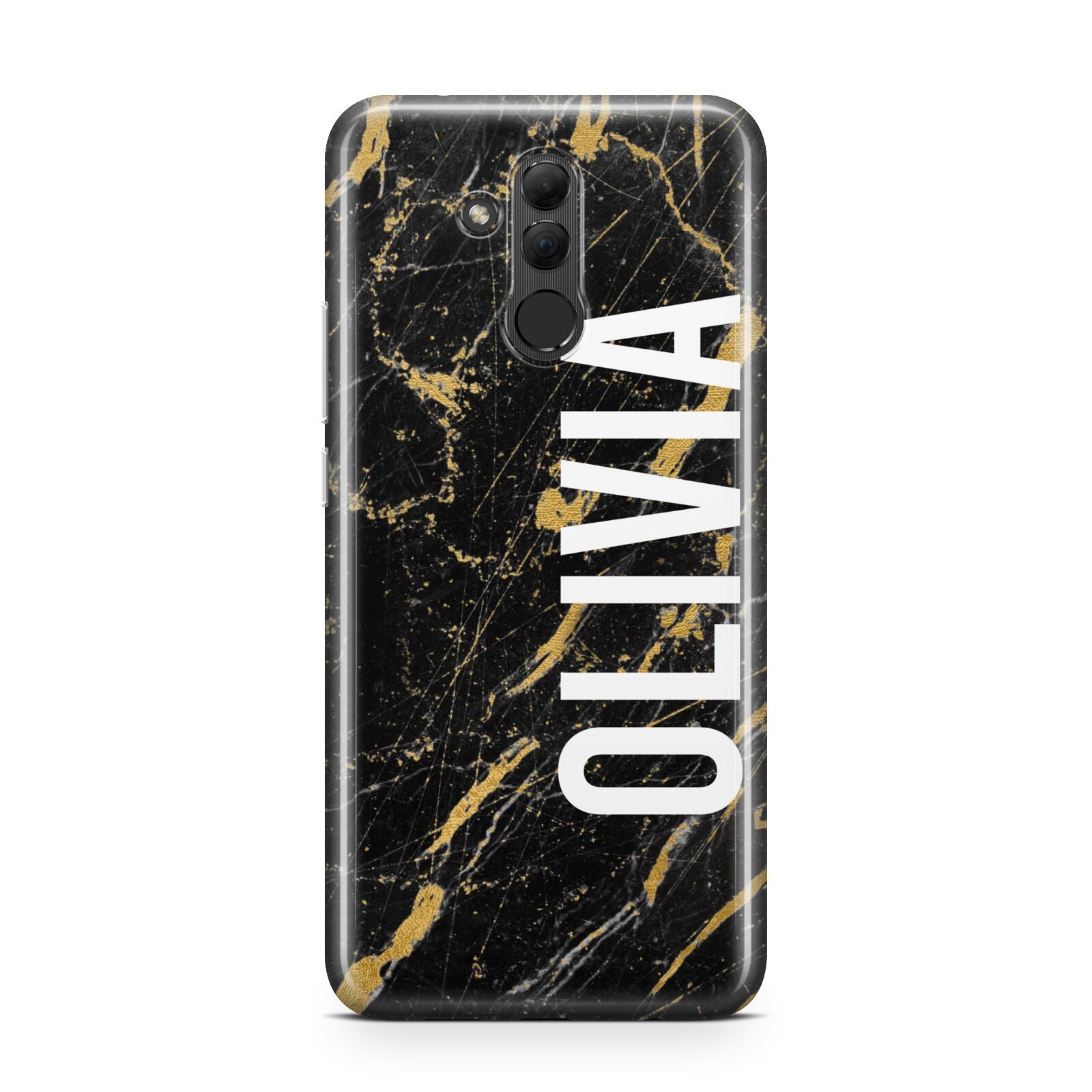 Personalised Black Gold Marble Name Huawei Mate 20 Lite