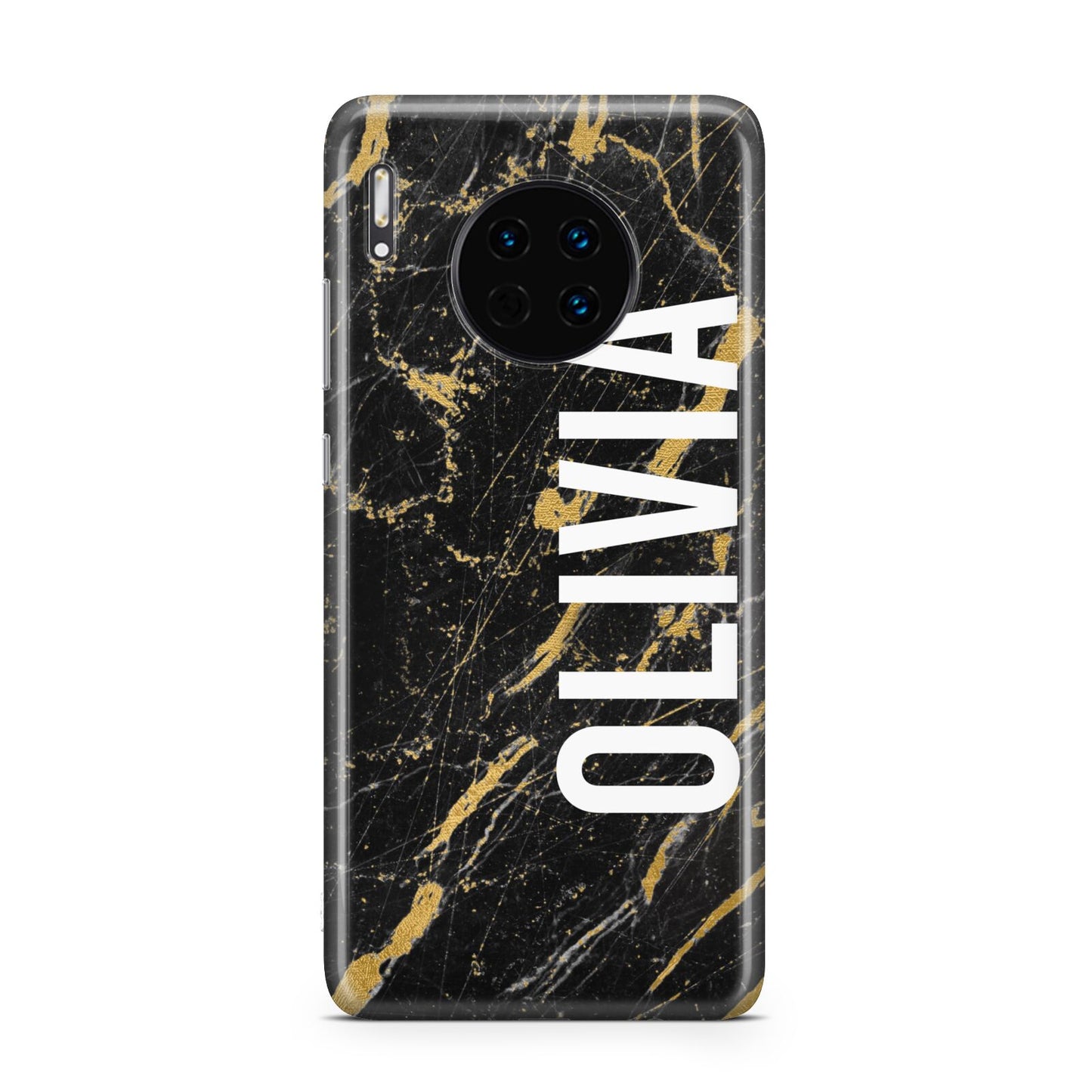 Personalised Black Gold Marble Name Huawei Mate 30