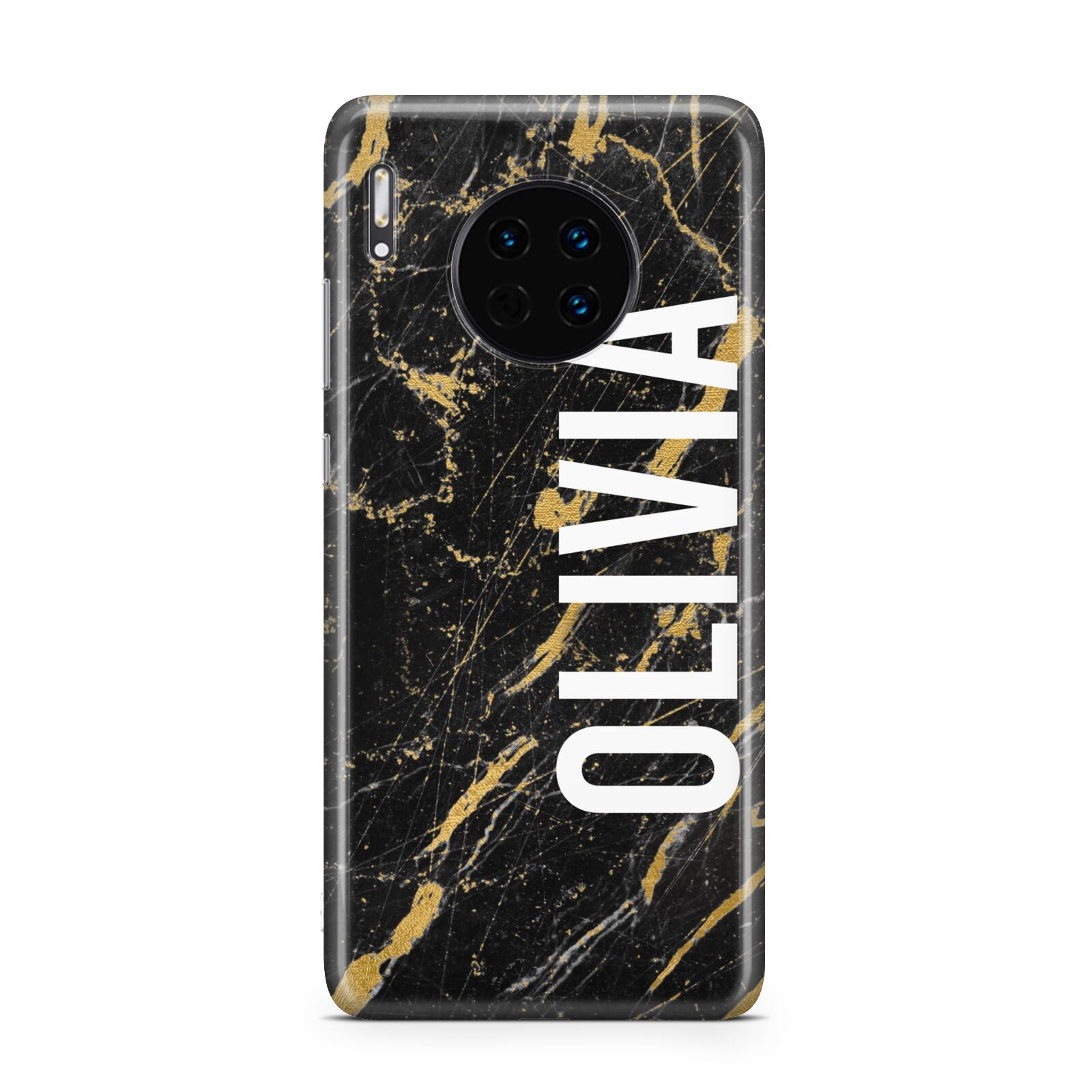 Personalised Black Gold Marble Name Huawei Mate 30