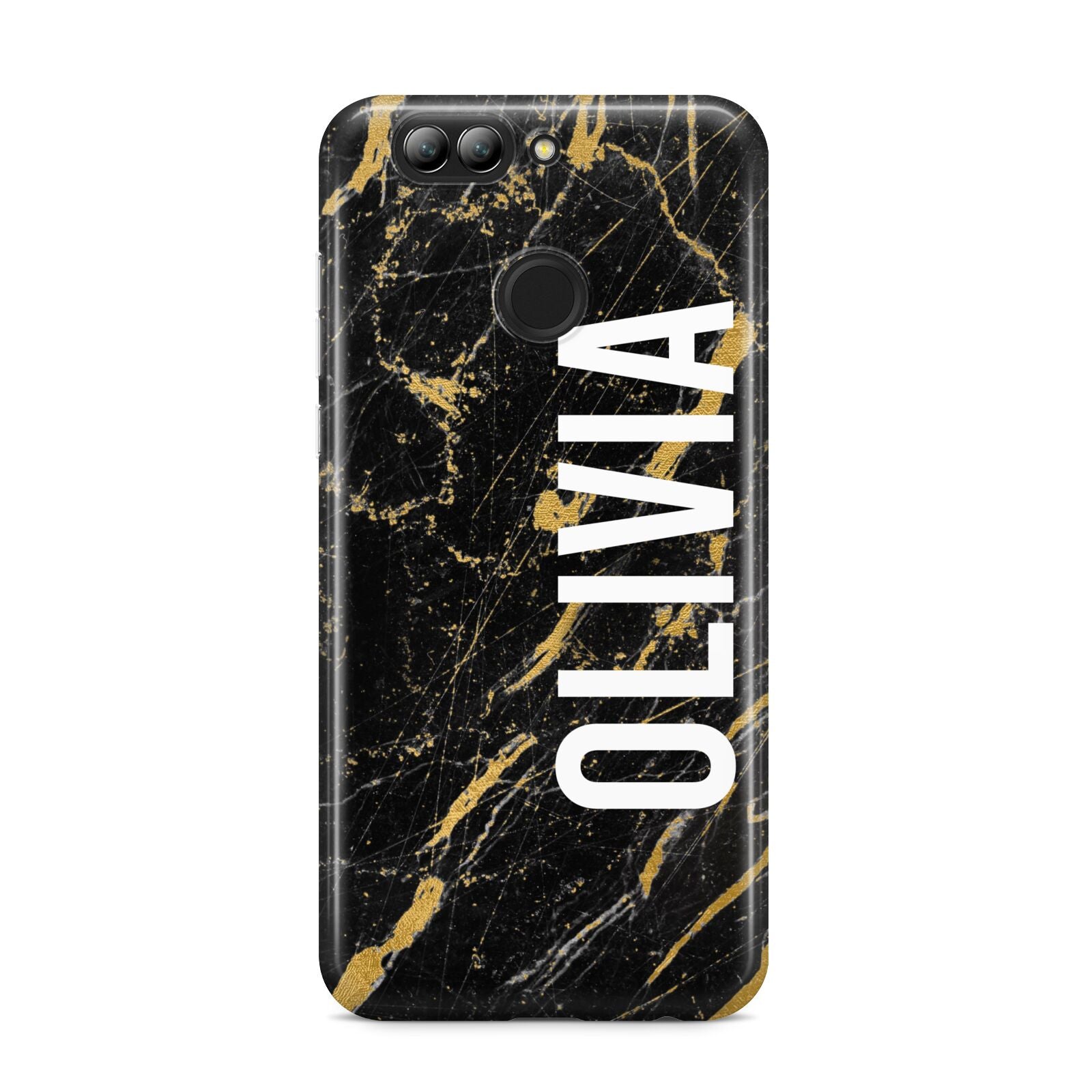 Personalised Black Gold Marble Name Huawei Nova 2s Phone Case