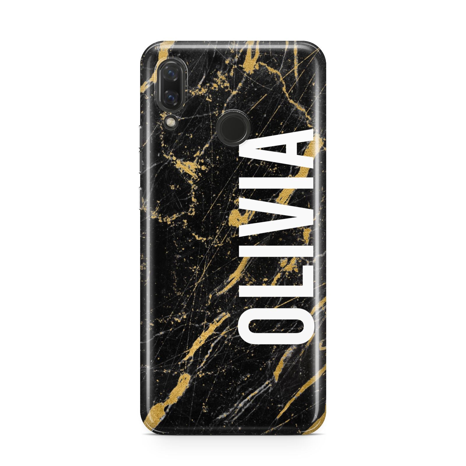 Personalised Black Gold Marble Name Huawei Nova 3 Phone Case