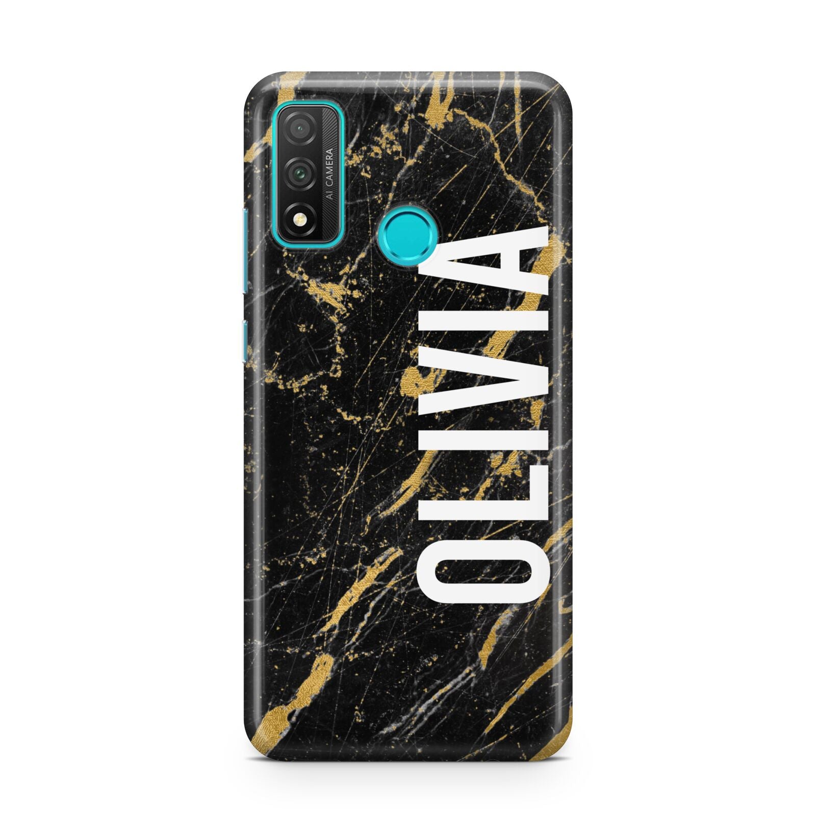 Personalised Black Gold Marble Name Huawei P Smart 2020