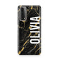 Personalised Black Gold Marble Name Huawei P Smart 2021