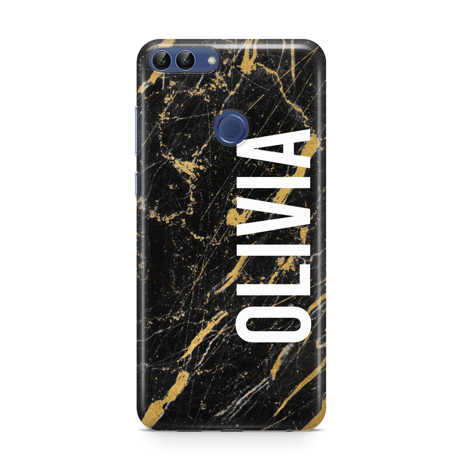 Personalised Black Gold Marble Name Huawei P Smart Case