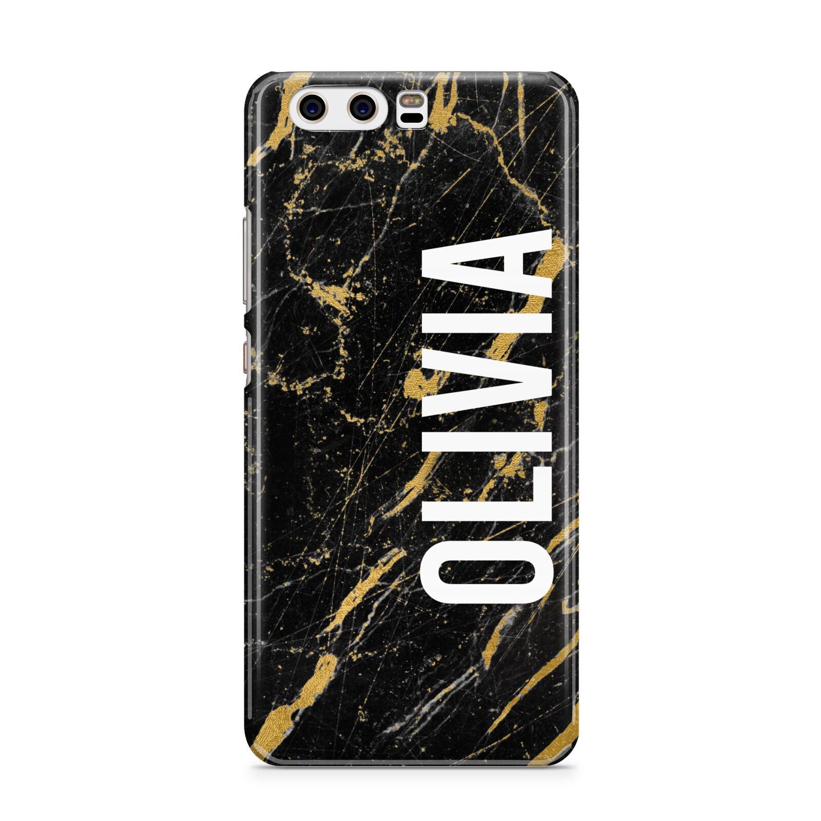 Personalised Black Gold Marble Name Huawei P10 Phone Case