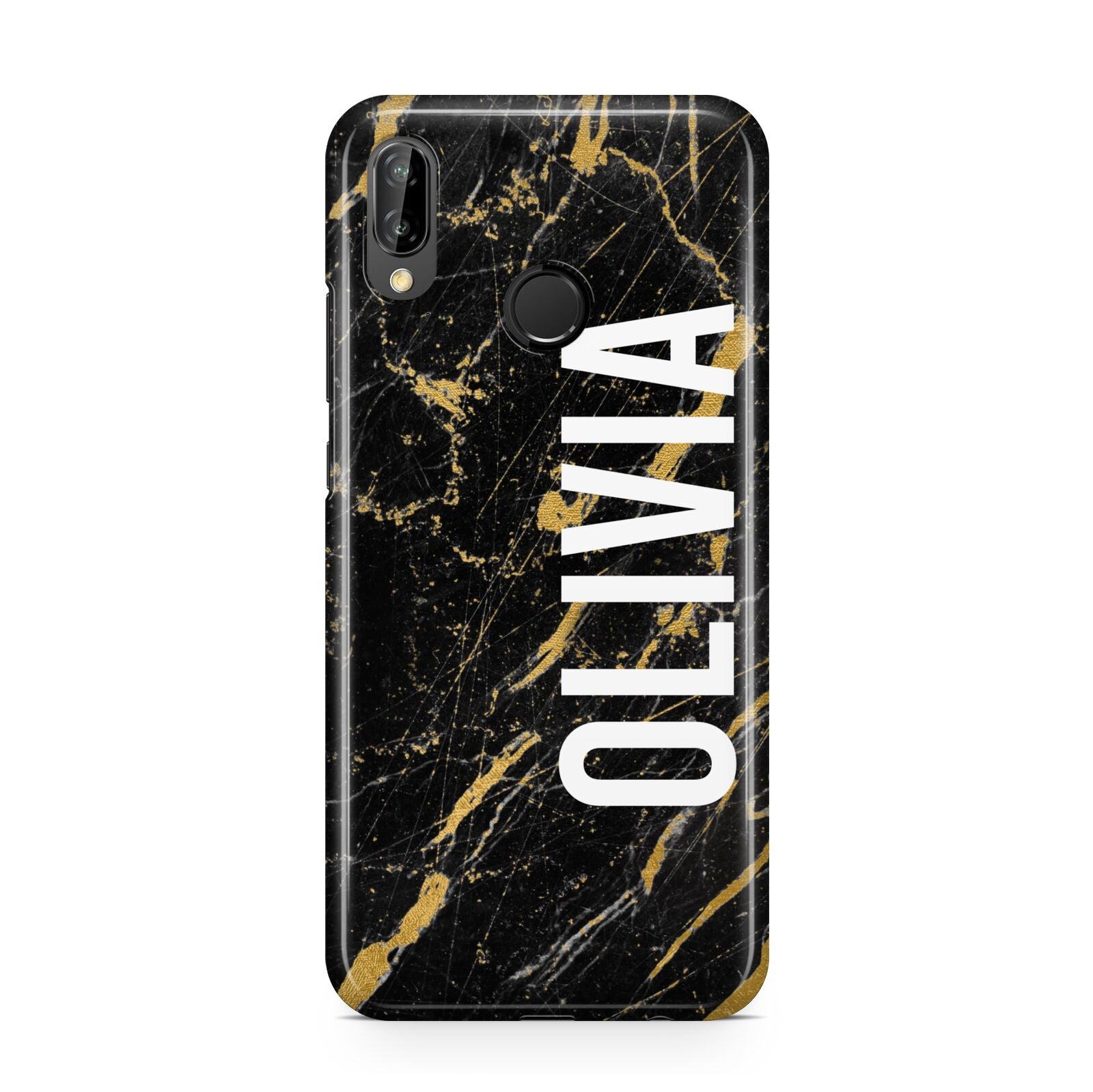 Personalised Black Gold Marble Name Huawei P20 Lite Phone Case