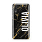 Personalised Black Gold Marble Name Huawei P20 Phone Case
