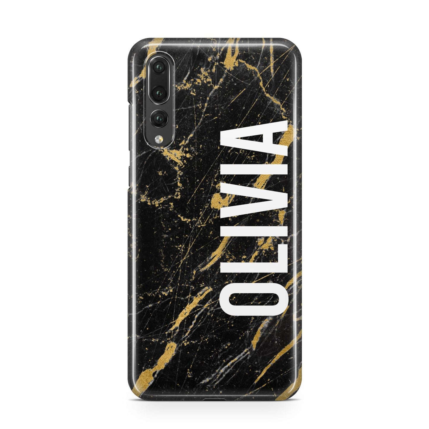 Personalised Black Gold Marble Name Huawei P20 Pro Phone Case