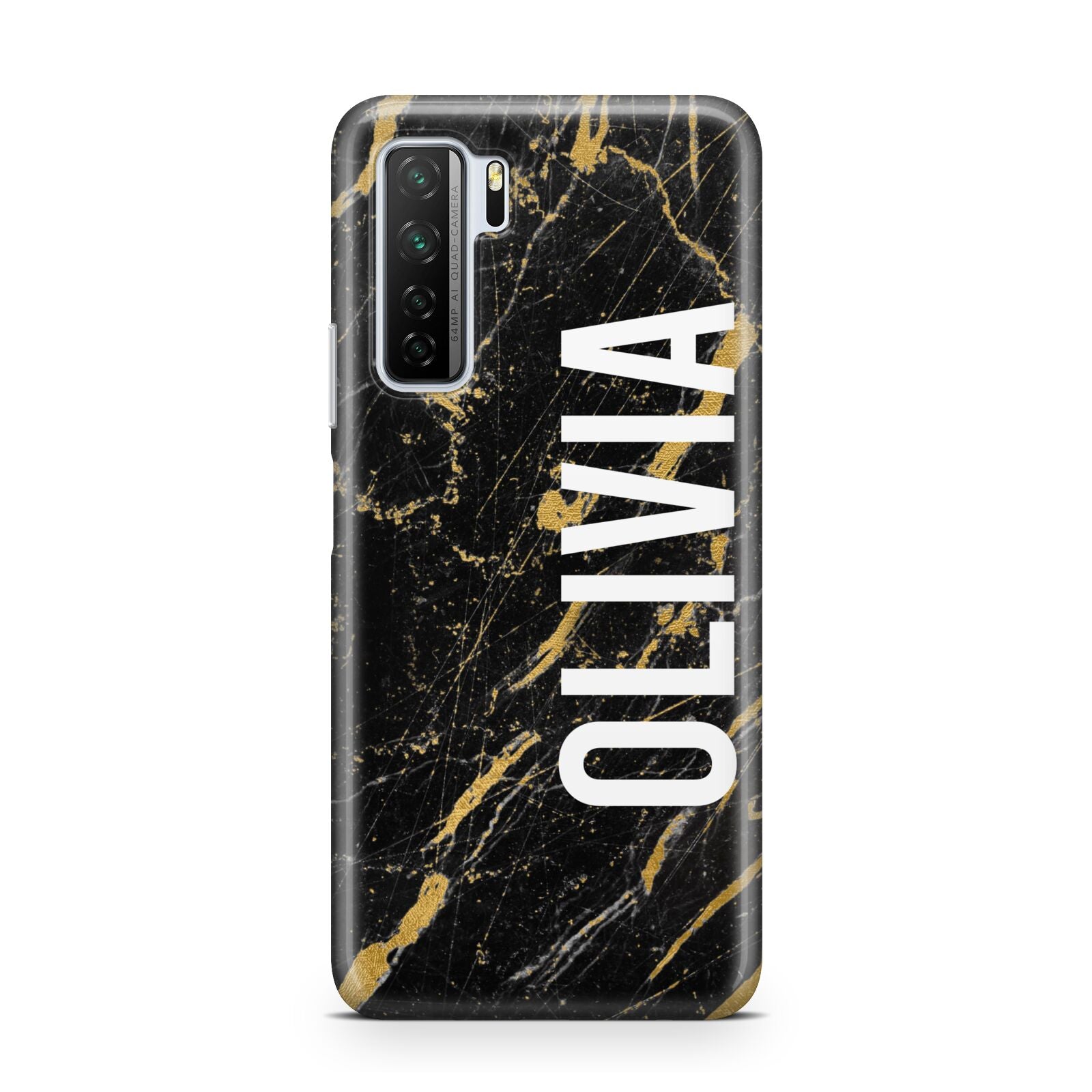 Personalised Black Gold Marble Name Huawei P40 Lite 5G Phone Case