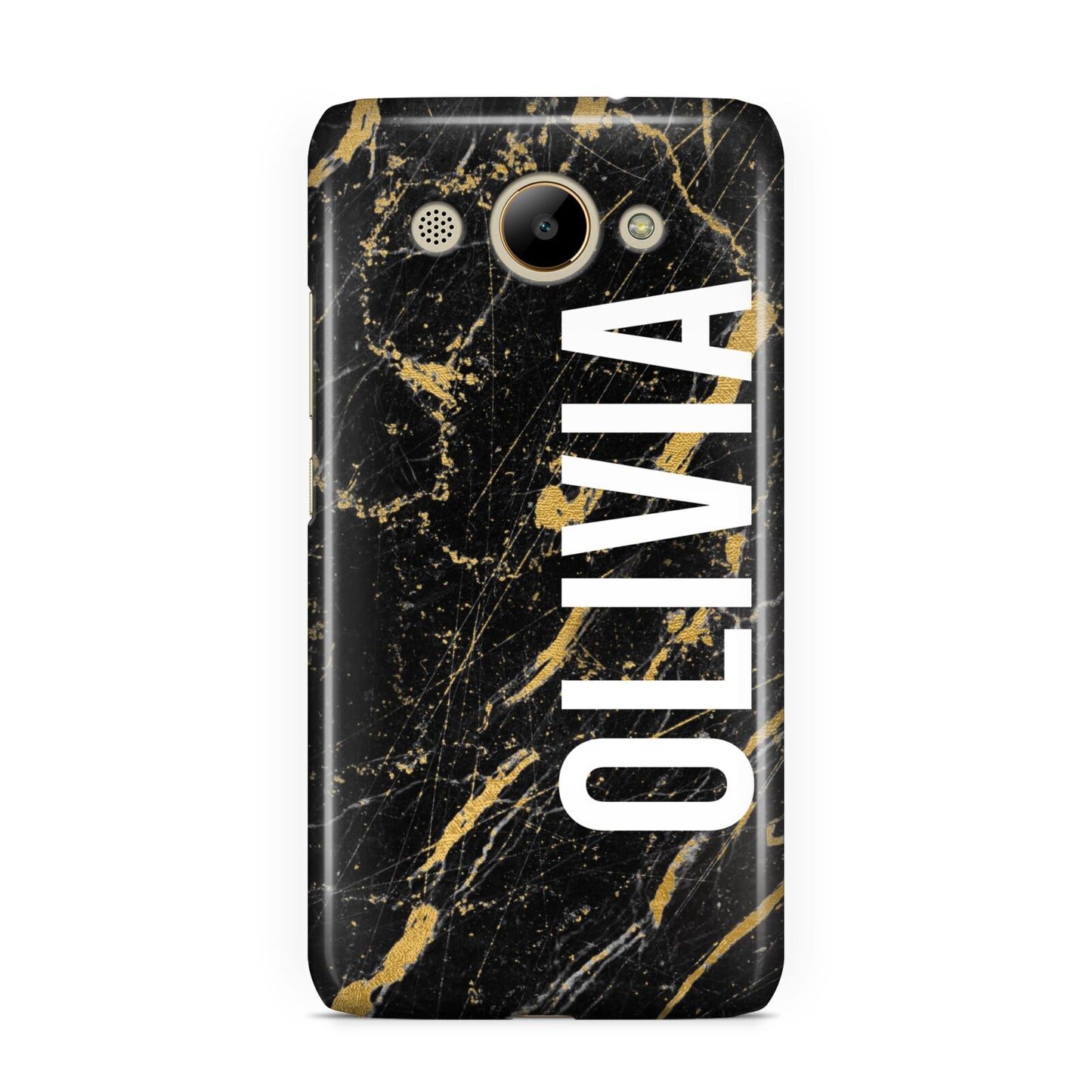 Personalised Black Gold Marble Name Huawei Y3 2017