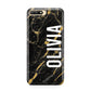 Personalised Black Gold Marble Name Huawei Y6 2018