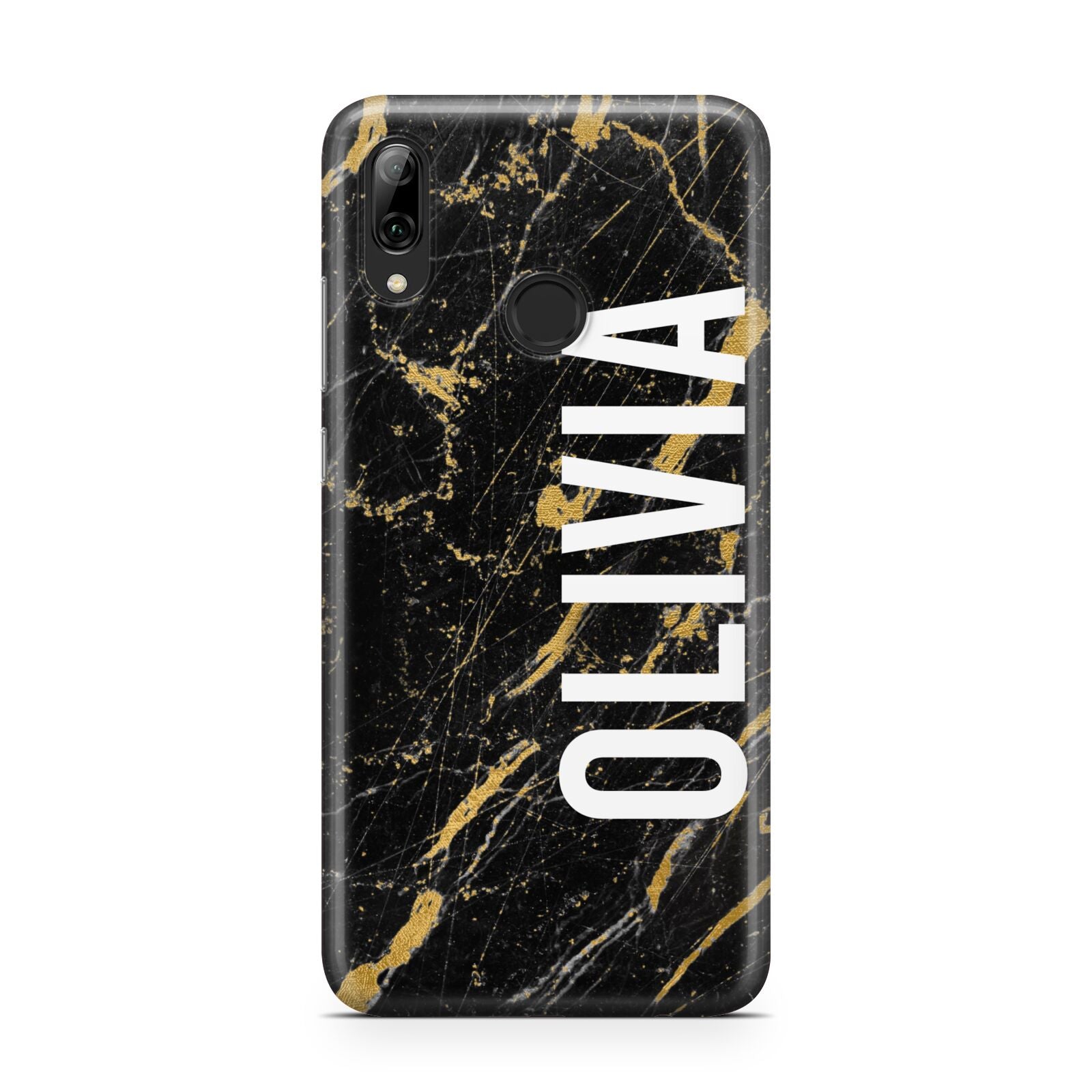 Personalised Black Gold Marble Name Huawei Y7 2019
