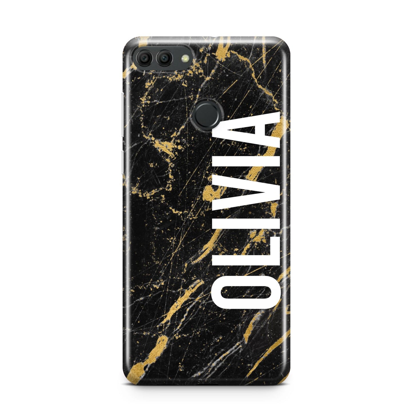 Personalised Black Gold Marble Name Huawei Y9 2018