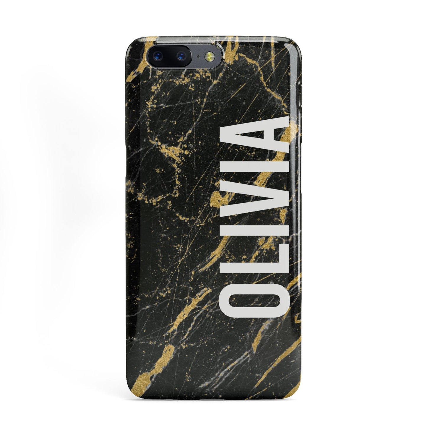 Personalised Black Gold Marble Name OnePlus Case
