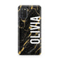 Personalised Black Gold Marble Name Samsung A02s Case