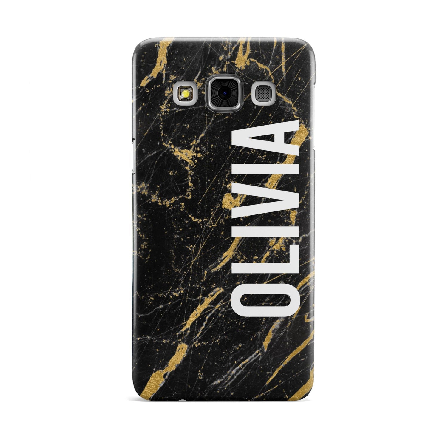 Personalised Black Gold Marble Name Samsung Galaxy A3 Case