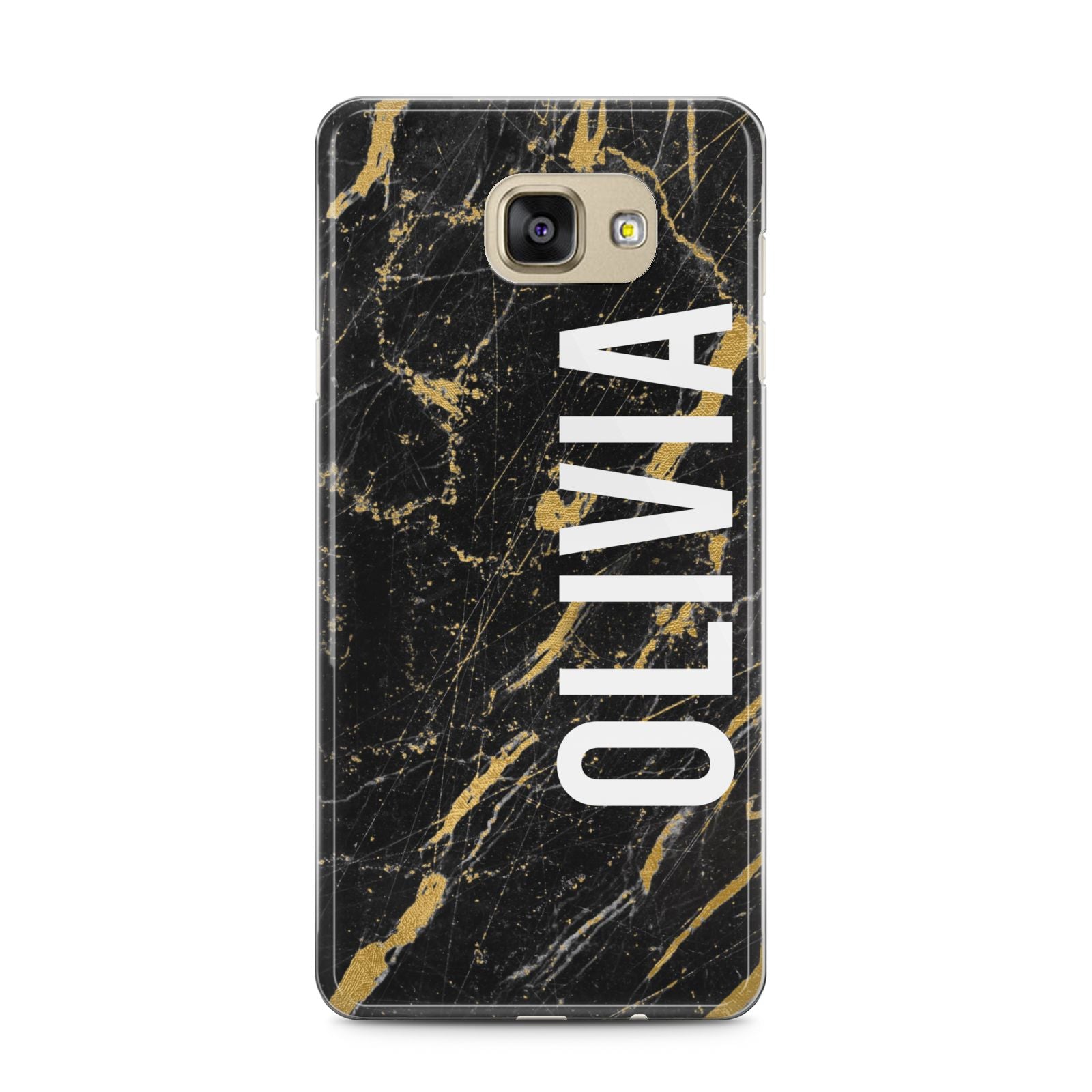 Personalised Black Gold Marble Name Samsung Galaxy A5 2016 Case on gold phone