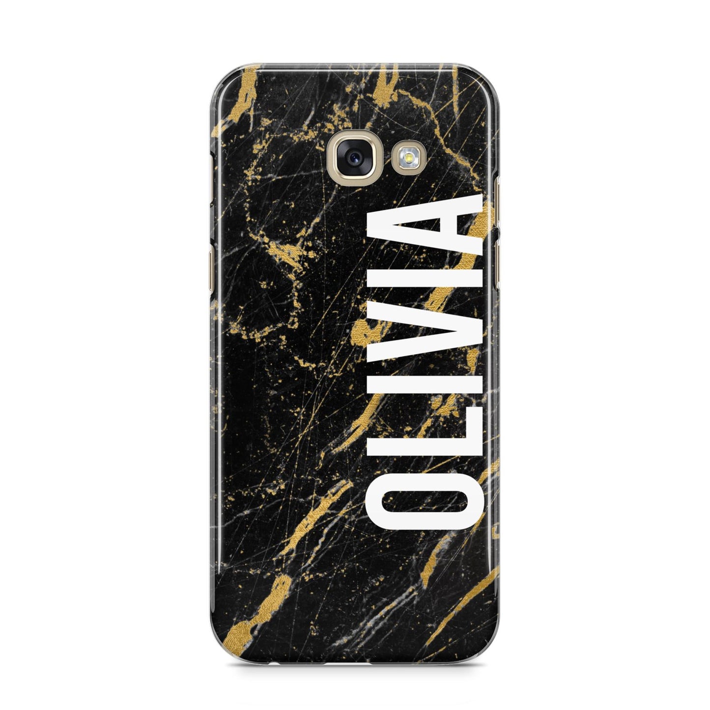 Personalised Black Gold Marble Name Samsung Galaxy A5 2017 Case on gold phone