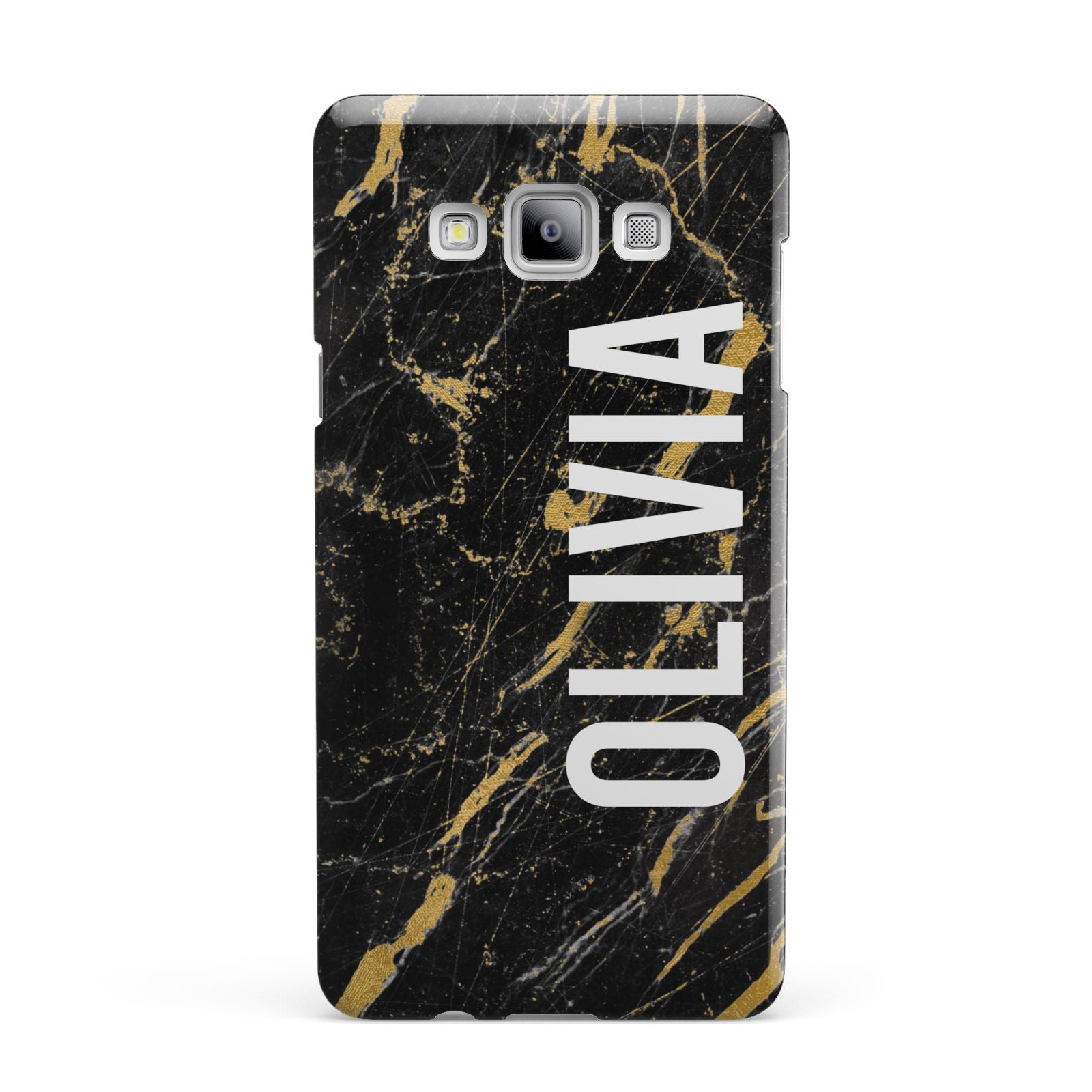 Personalised Black Gold Marble Name Samsung Galaxy A7 2015 Case