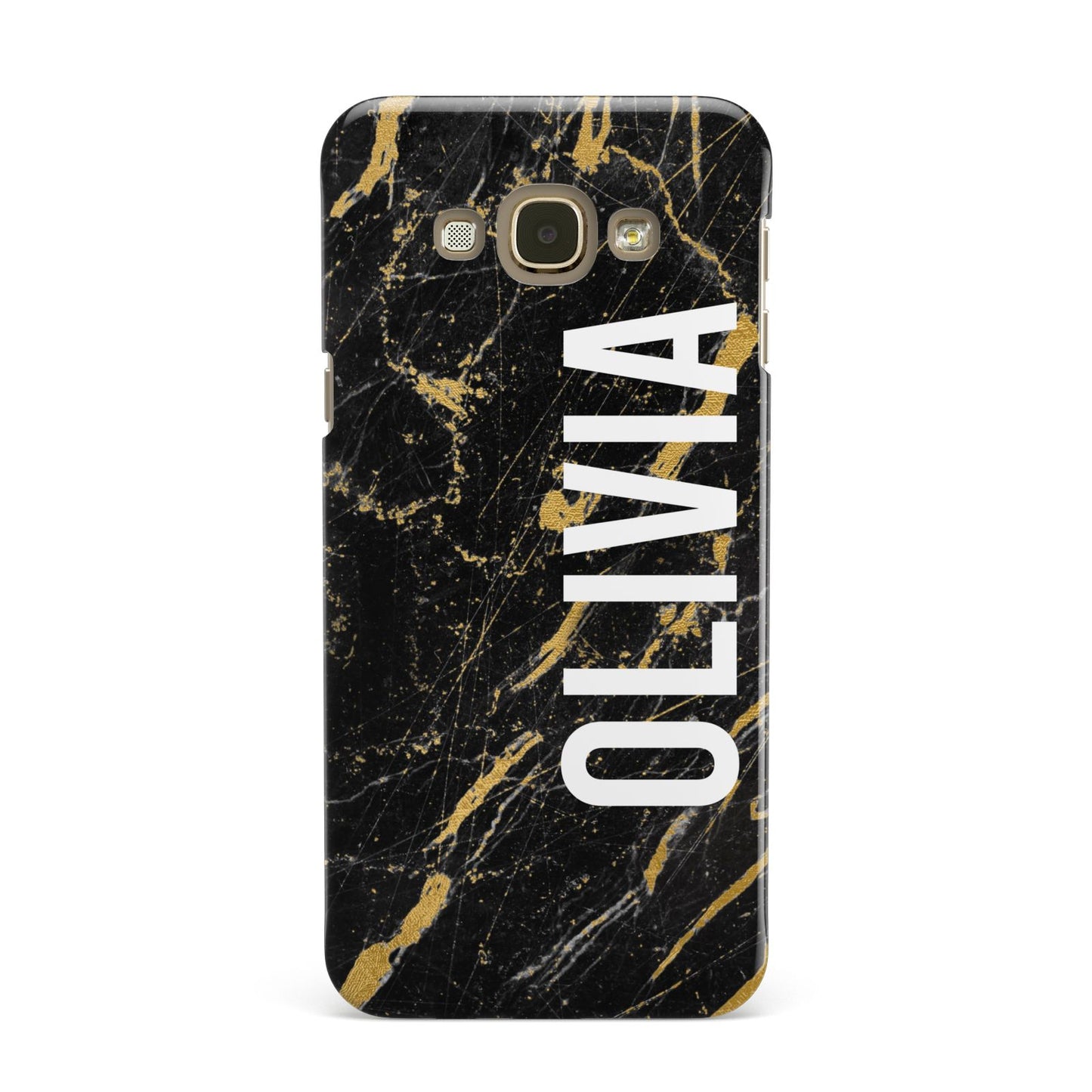 Personalised Black Gold Marble Name Samsung Galaxy A8 Case