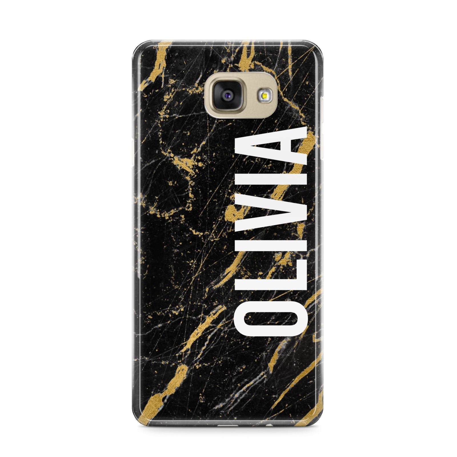 Personalised Black Gold Marble Name Samsung Galaxy A9 2016 Case on gold phone