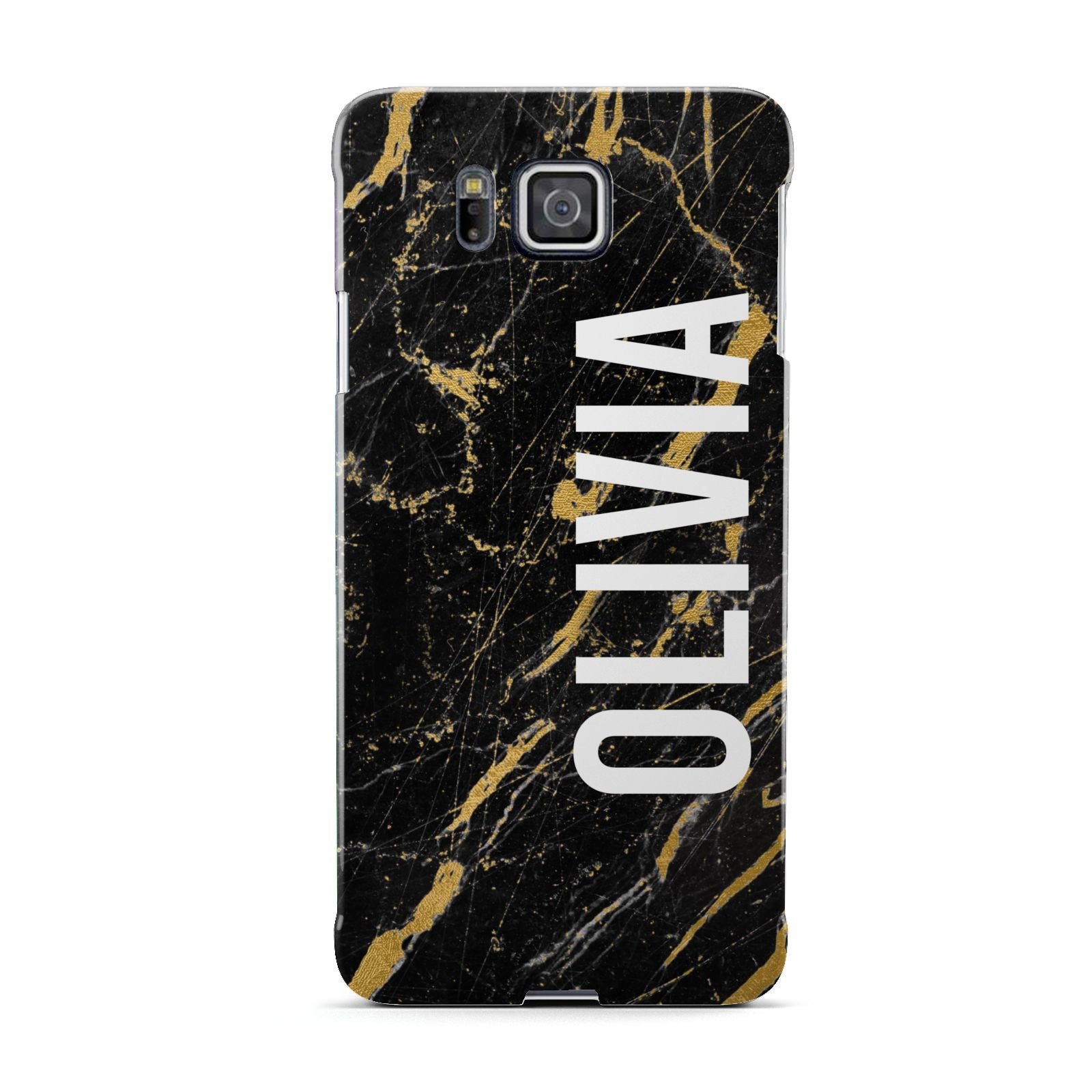Personalised Black Gold Marble Name Samsung Galaxy Alpha Case
