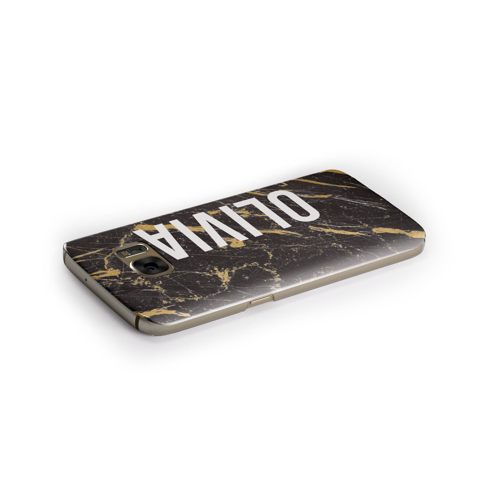 Personalised Black Gold Marble Name Samsung Galaxy Case Side Close Up