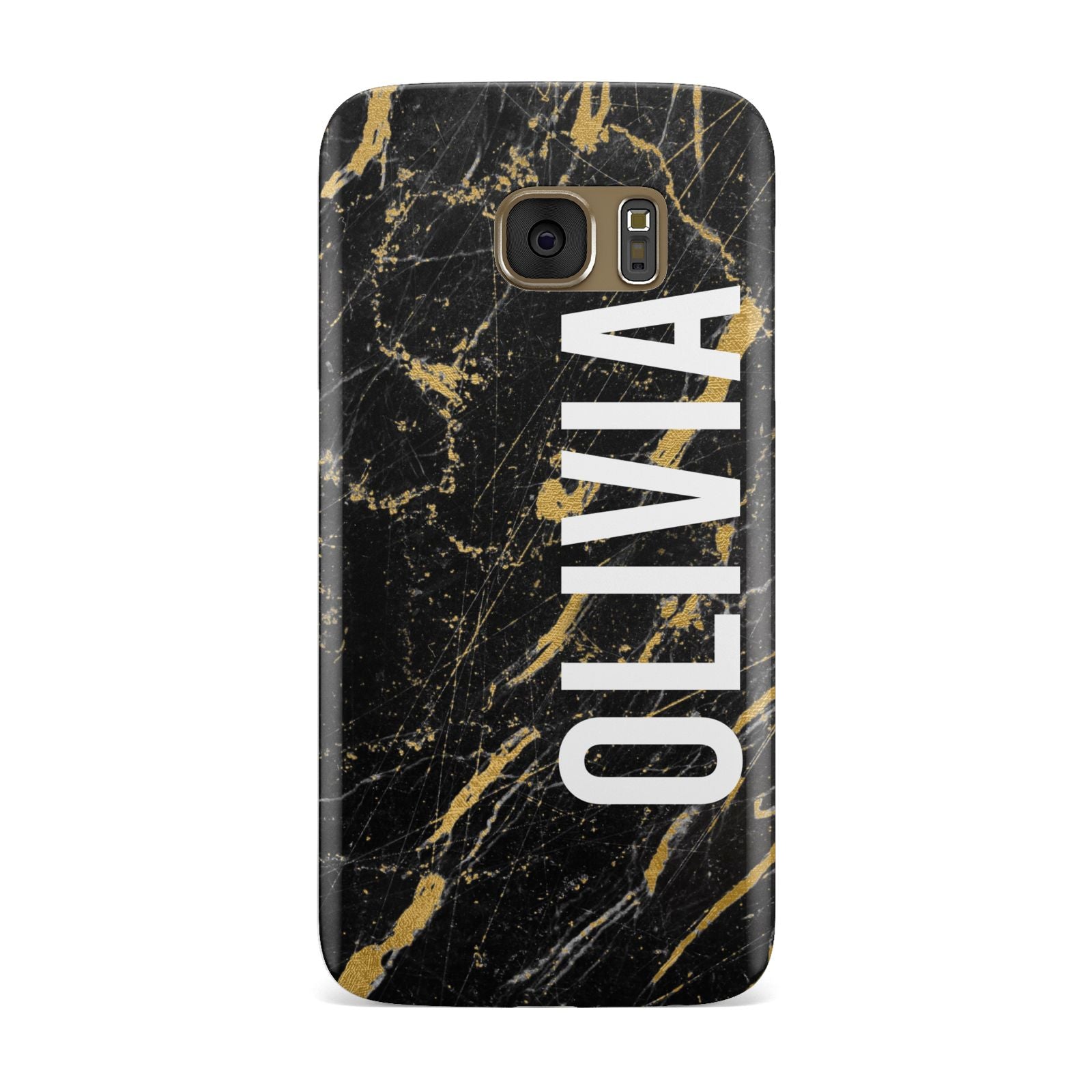 Personalised Black Gold Marble Name Samsung Galaxy Case