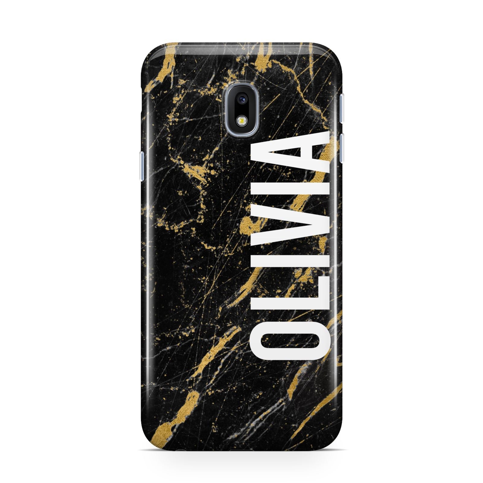 Personalised Black Gold Marble Name Samsung Galaxy J3 2017 Case