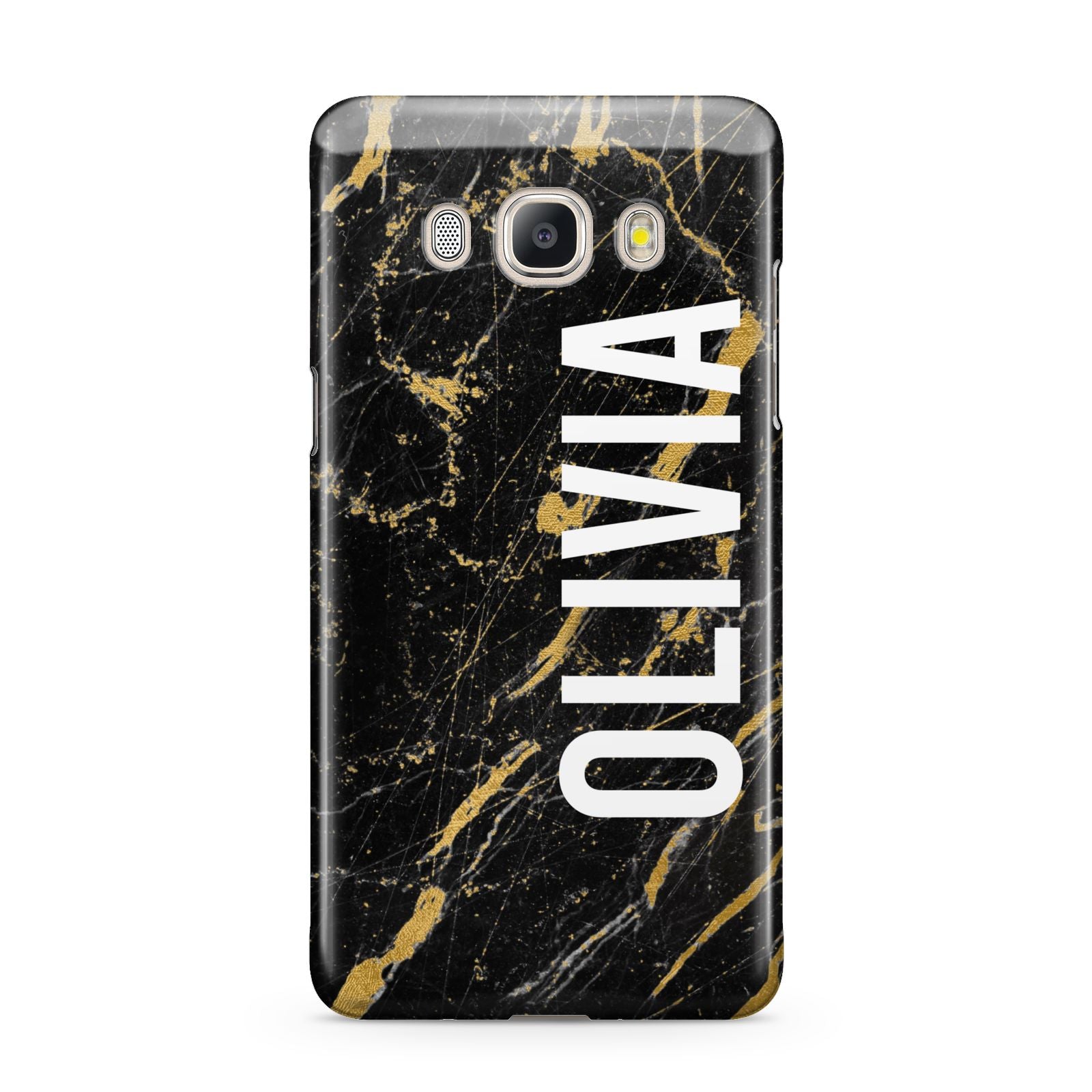 Personalised Black Gold Marble Name Samsung Galaxy J5 2016 Case