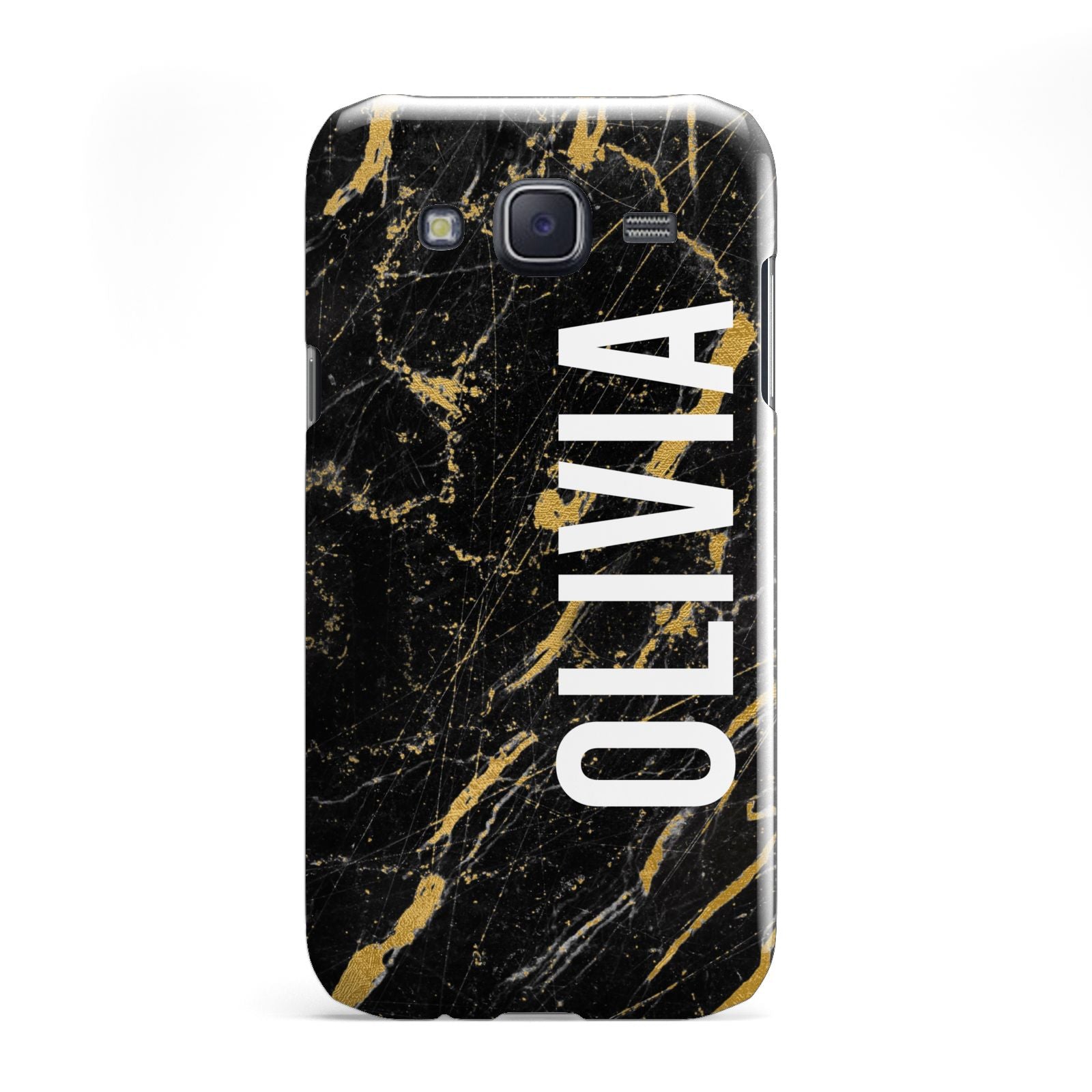 Personalised Black Gold Marble Name Samsung Galaxy J5 Case