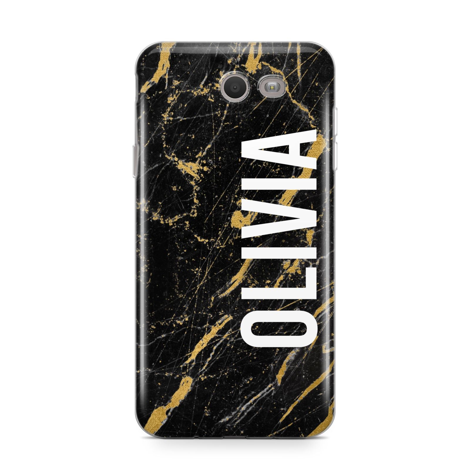 Personalised Black Gold Marble Name Samsung Galaxy J7 2017 Case