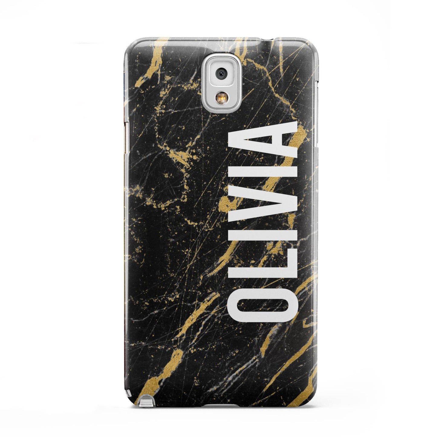 Personalised Black Gold Marble Name Samsung Galaxy Note 3 Case