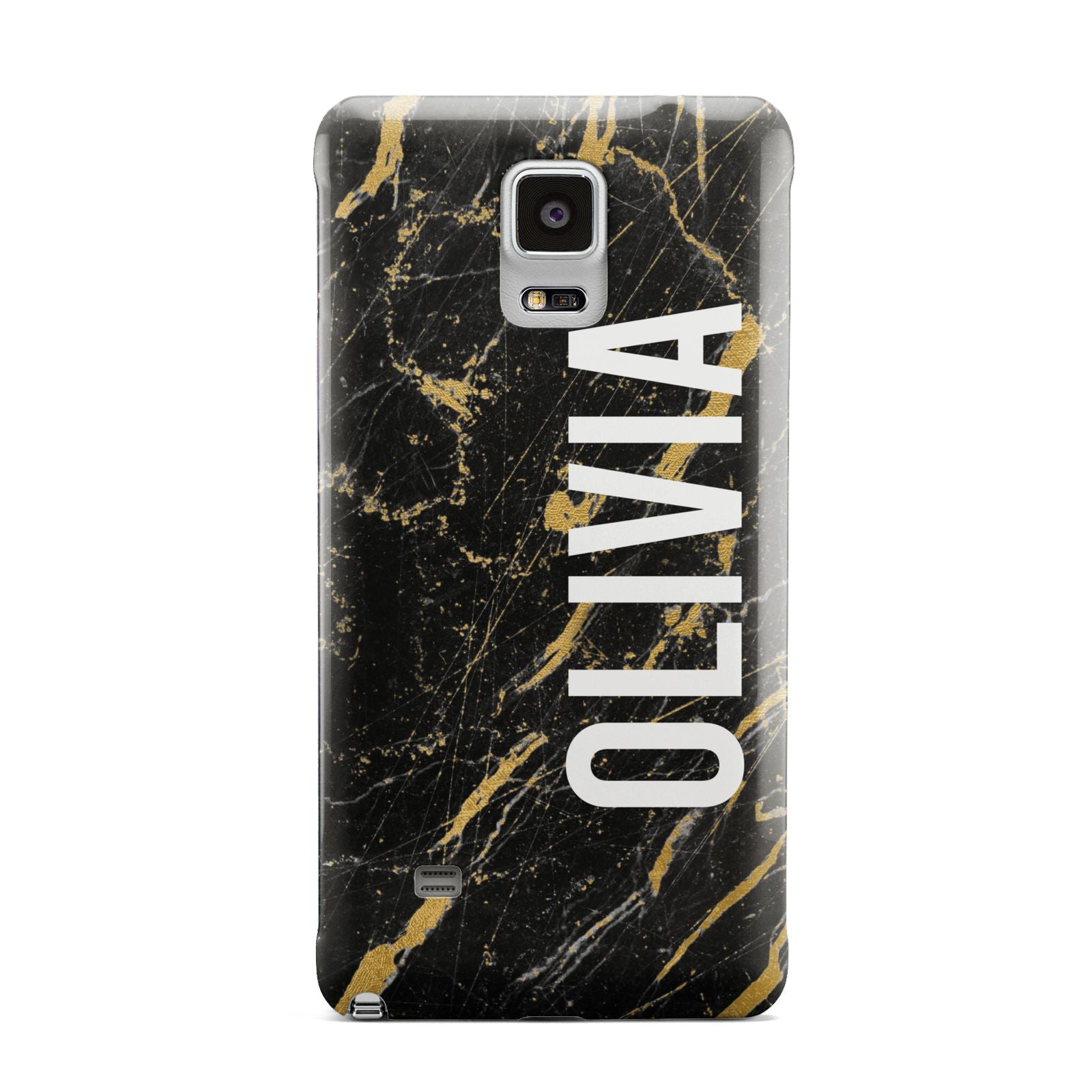 Personalised Black Gold Marble Name Samsung Galaxy Note 4 Case