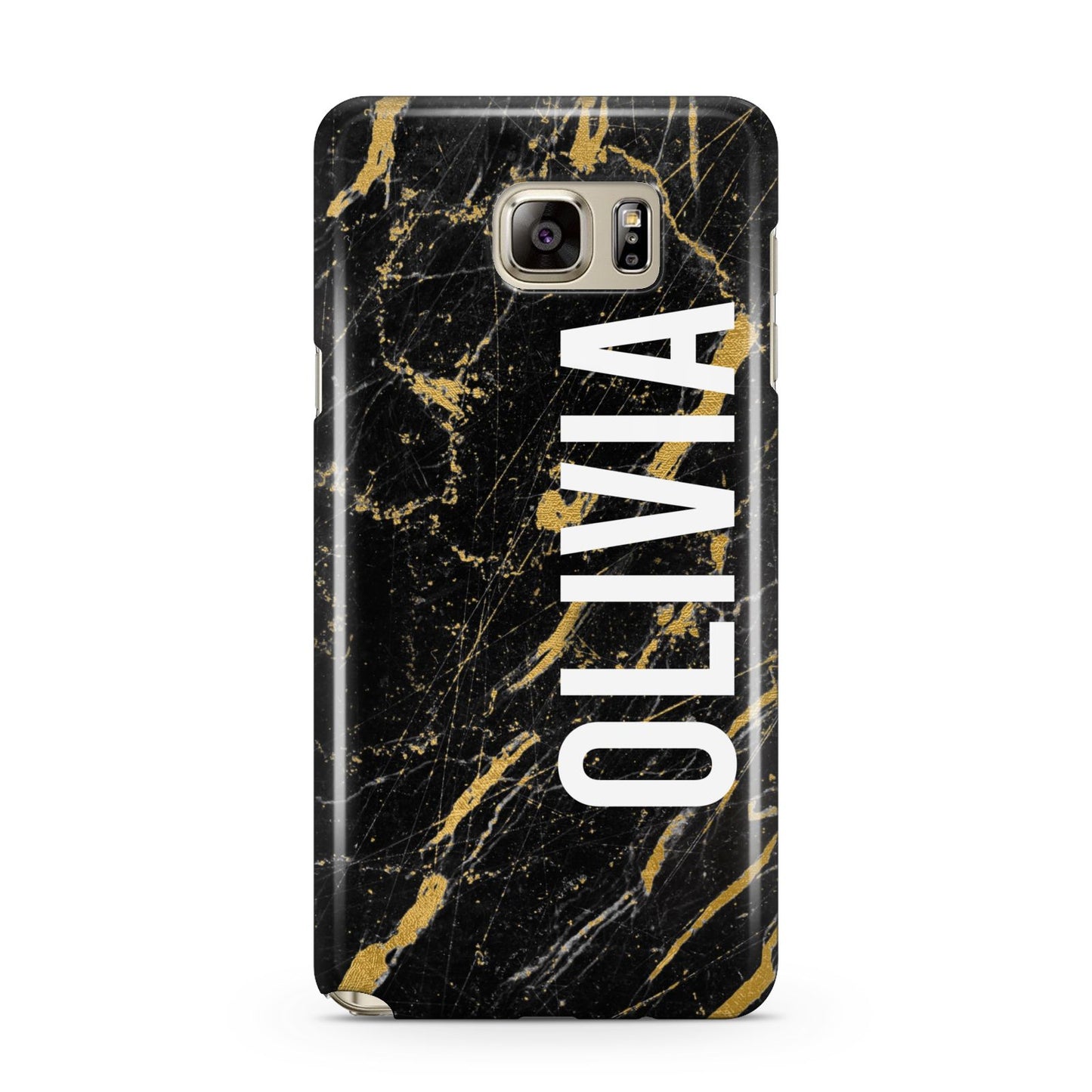 Personalised Black Gold Marble Name Samsung Galaxy Note 5 Case