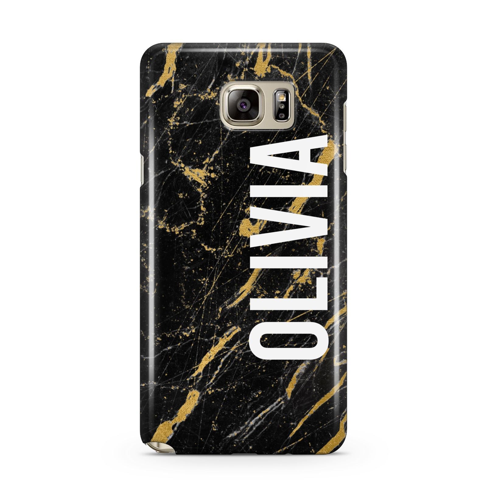 Personalised Black Gold Marble Name Samsung Galaxy Note 5 Case