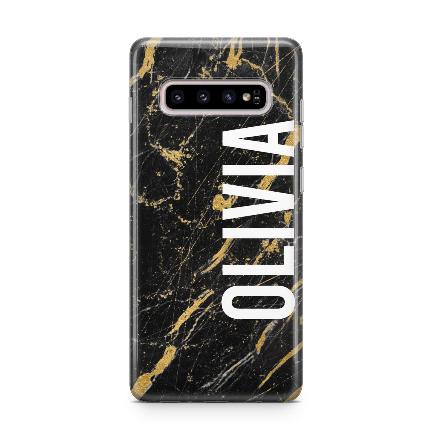 Personalised Black Gold Marble Name Samsung Galaxy S10 Plus Case