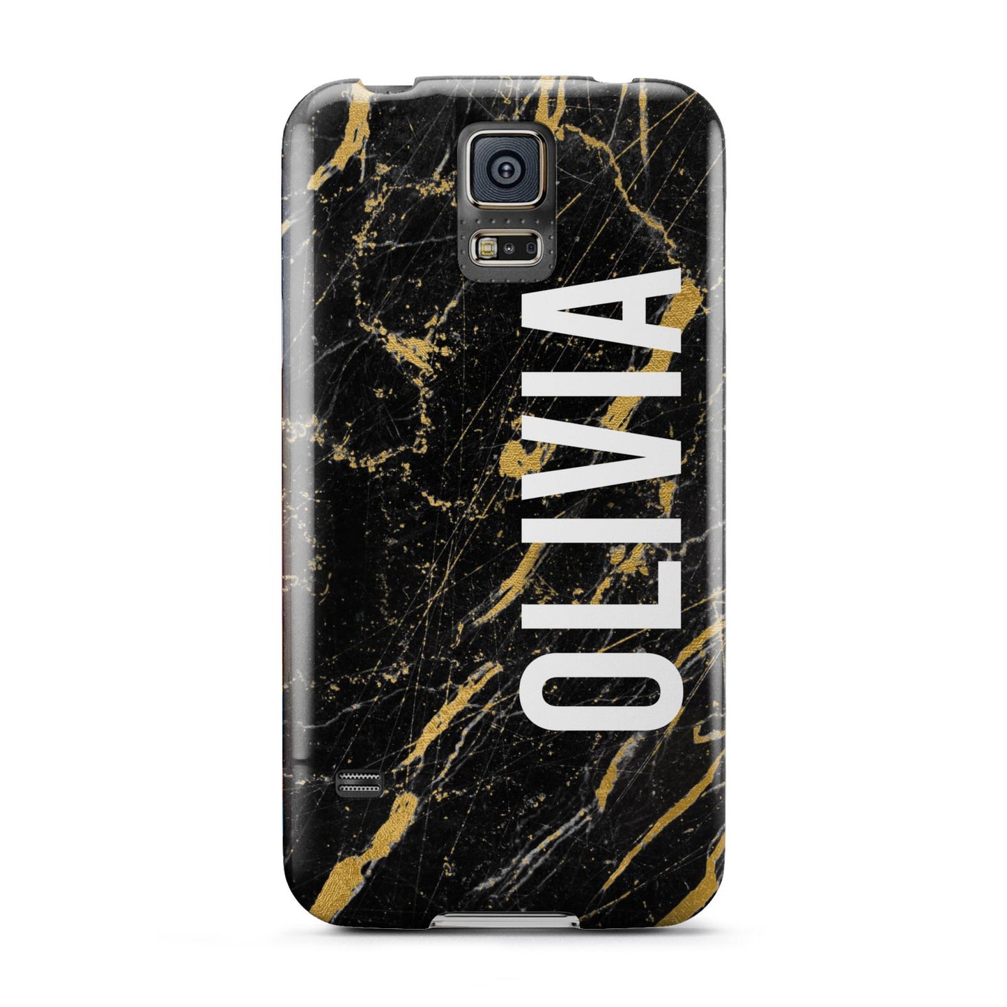 Personalised Black Gold Marble Name Samsung Galaxy S5 Case