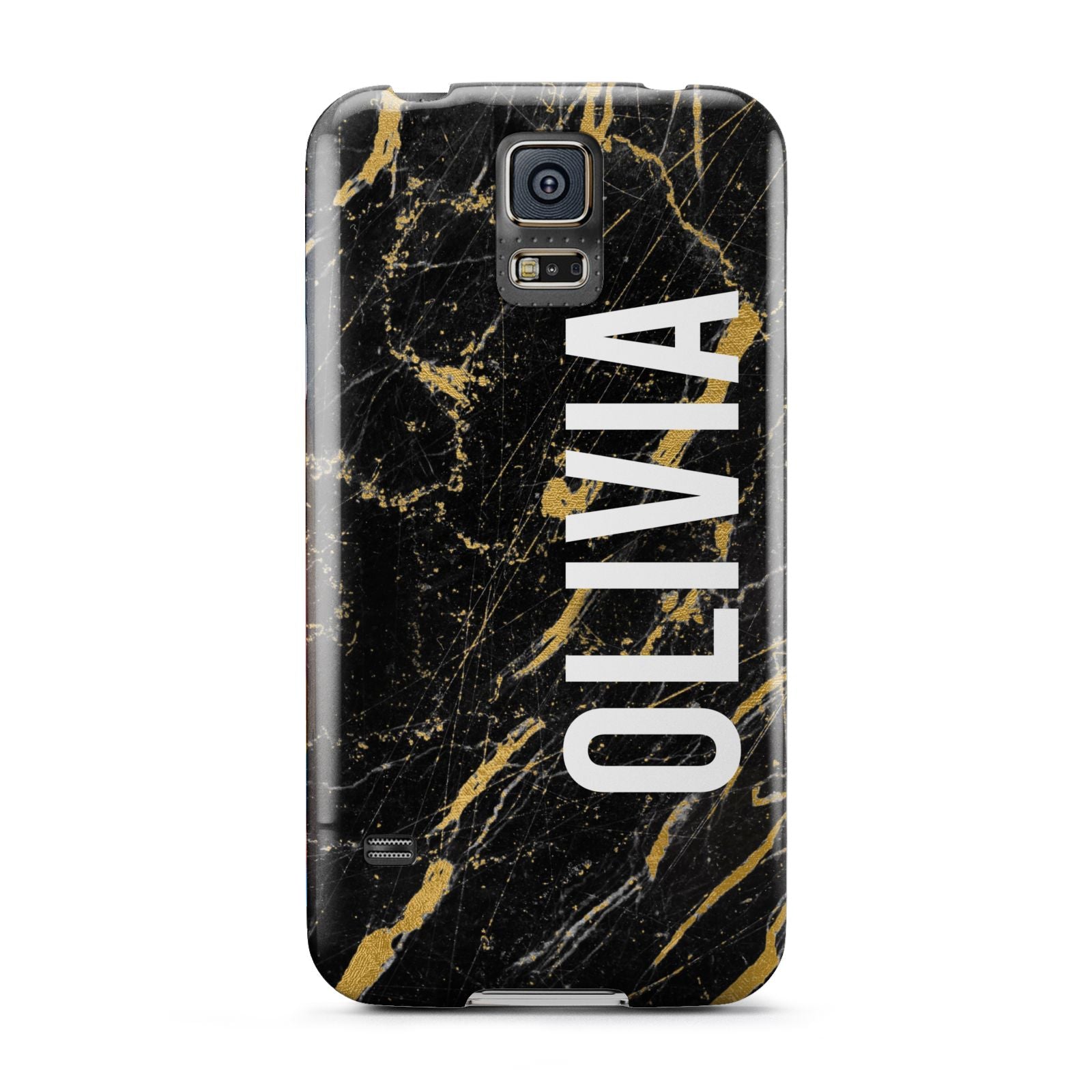Personalised Black Gold Marble Name Samsung Galaxy S5 Case