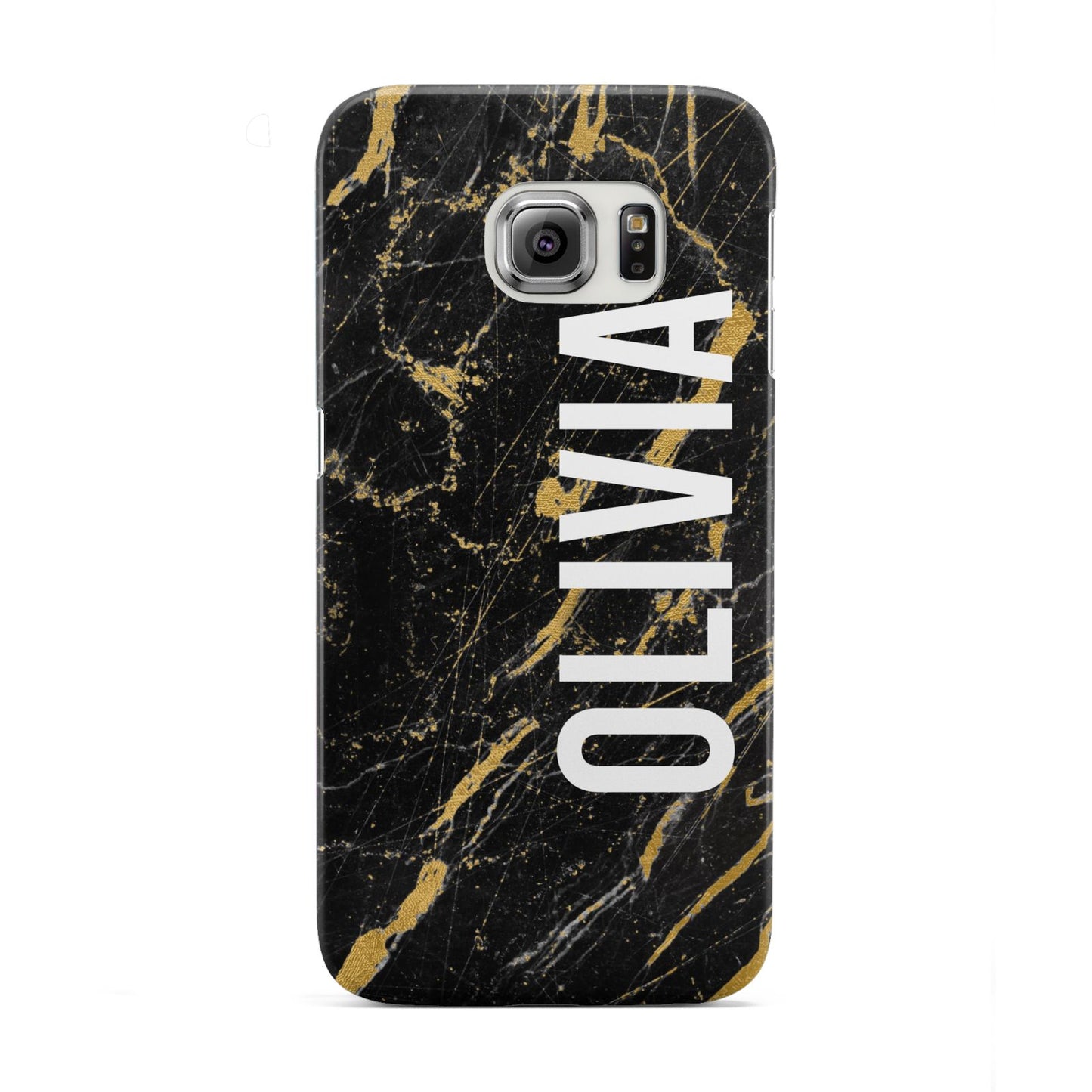 Personalised Black Gold Marble Name Samsung Galaxy S6 Edge Case