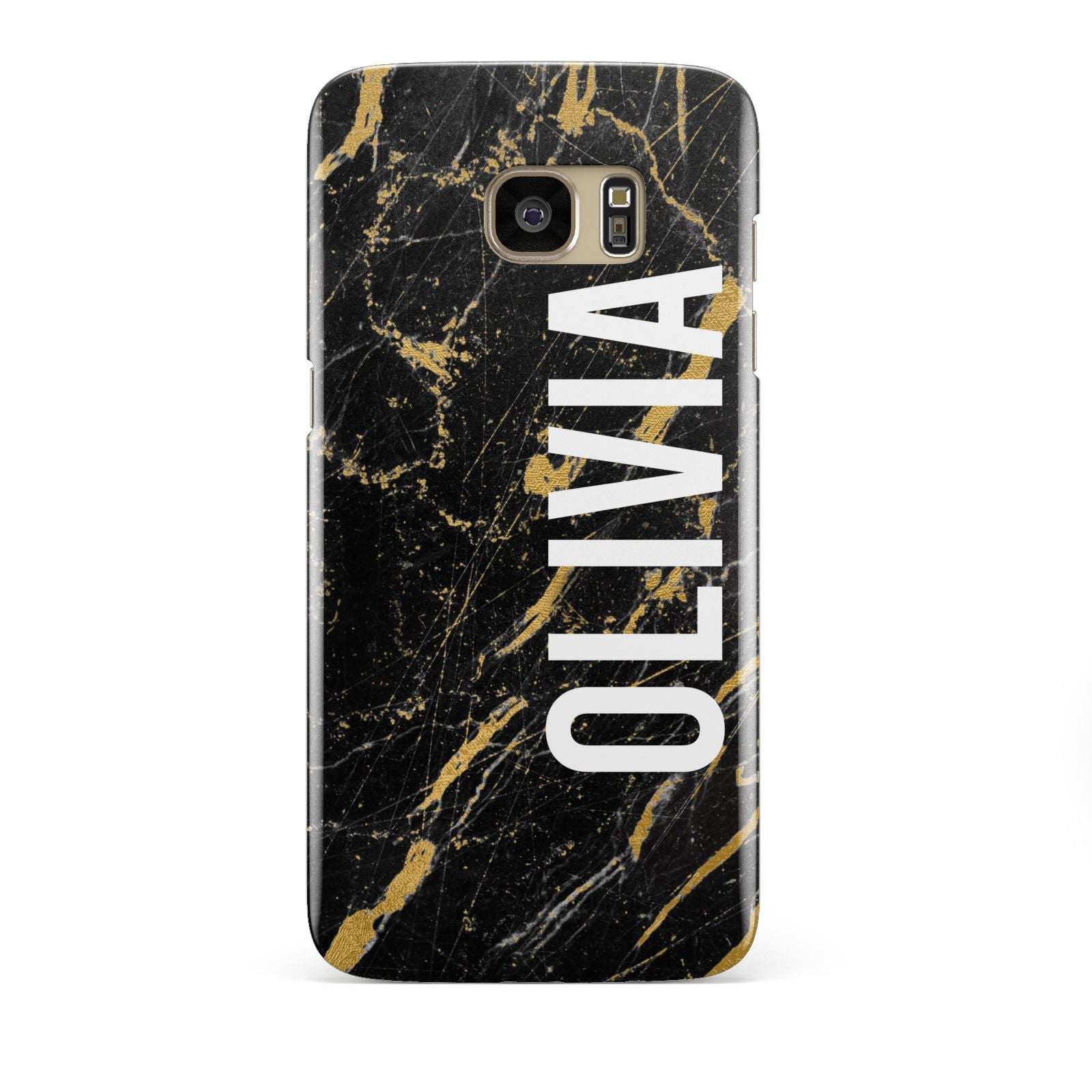 Personalised Black Gold Marble Name Samsung Galaxy S7 Edge Case