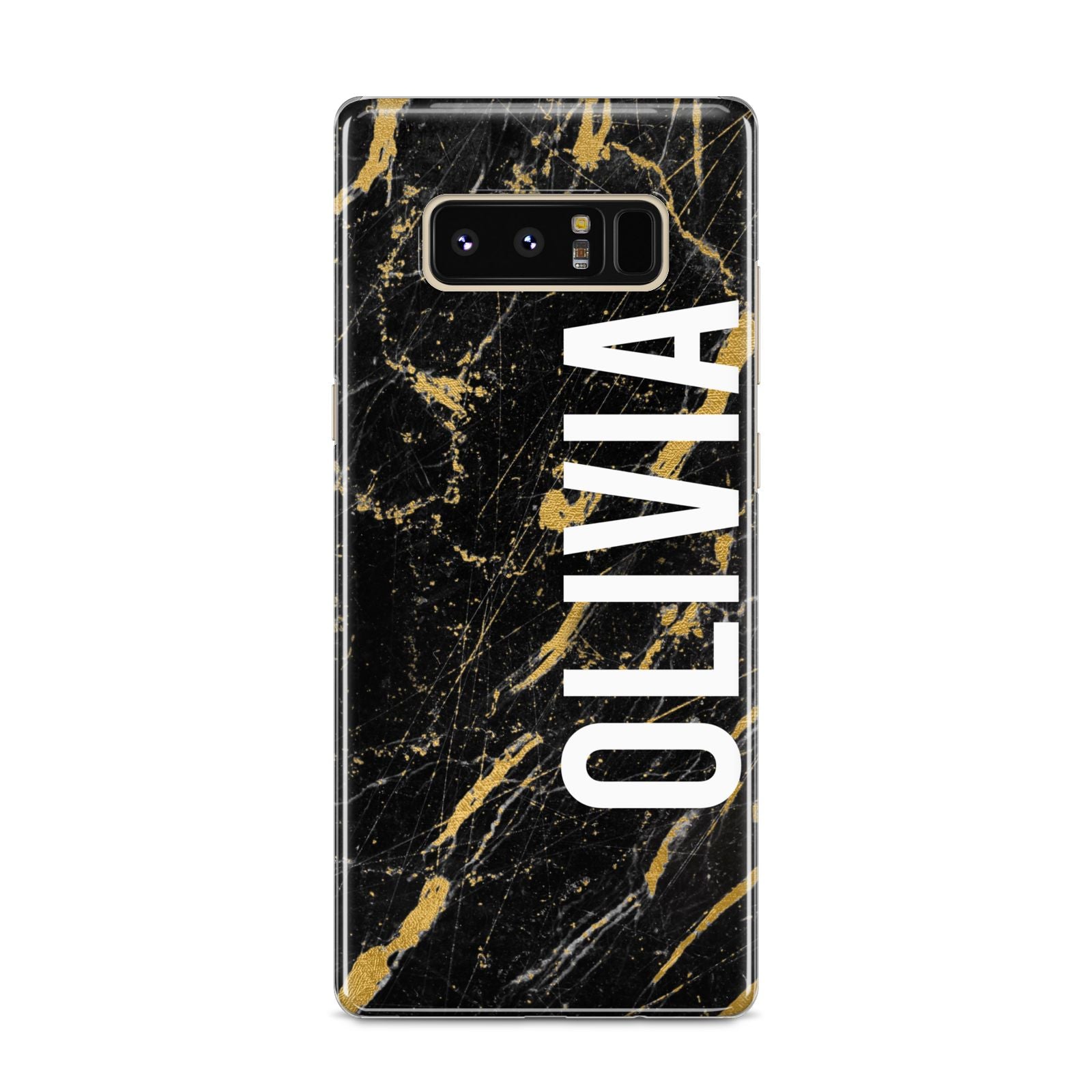 Personalised Black Gold Marble Name Samsung Galaxy S8 Case