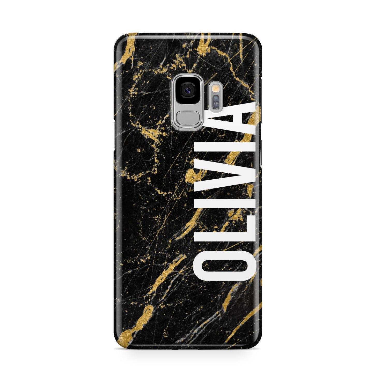 Personalised Black Gold Marble Name Samsung Galaxy S9 Case