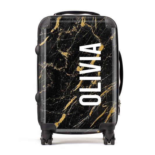 Personalised Black Gold Marble Name Suitcase