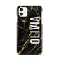 Personalised Black Gold Marble Name iPhone 11 3D Snap Case