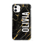 Personalised Black Gold Marble Name iPhone 11 3D Tough Case