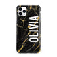 Personalised Black Gold Marble Name iPhone 11 Pro Max 3D Tough Case