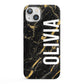 Personalised Black Gold Marble Name iPhone 13 Full Wrap 3D Snap Case