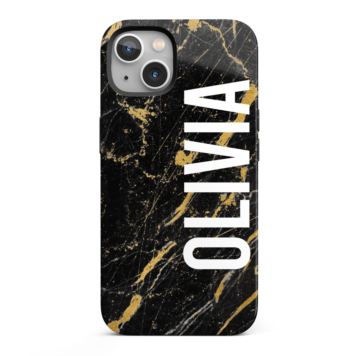 Personalised Black Gold Marble Name iPhone 13 Full Wrap 3D Tough Case