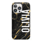 Personalised Black Gold Marble Name iPhone 13 Pro Full Wrap 3D Snap Case